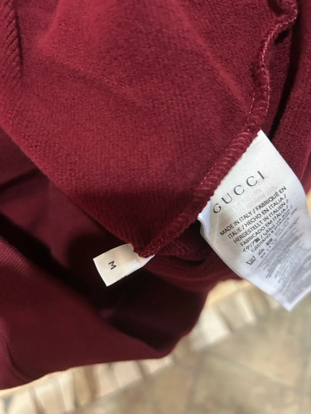Men's Gucci jersey, cotton hoodie, vibrant logo size medium, made in Italy